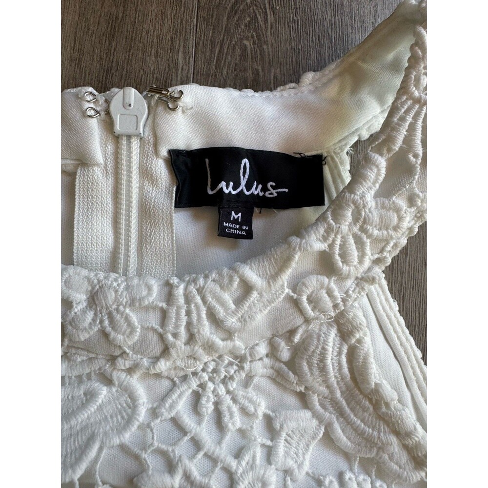Lulus Love Poem Lace Ivory White Sheath Dress Size M Innocent Euro Summer Mini - Picture 10 of 16